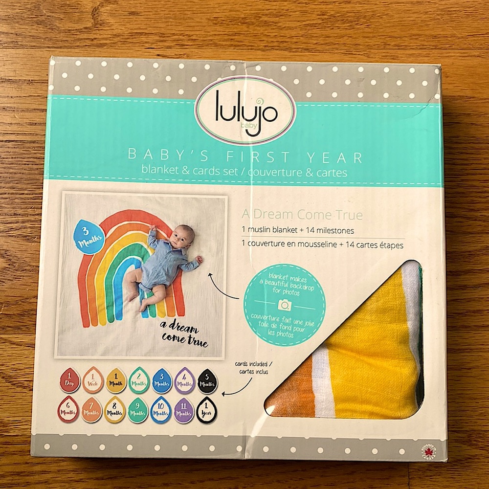 lulujo Baby 1st Year Milestone Blanket & Cards Set